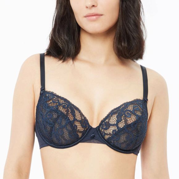 LOU Belle De Lou Lace Underwire Bra NWT Size 34B in Navy Blue - Picture 2 of 5